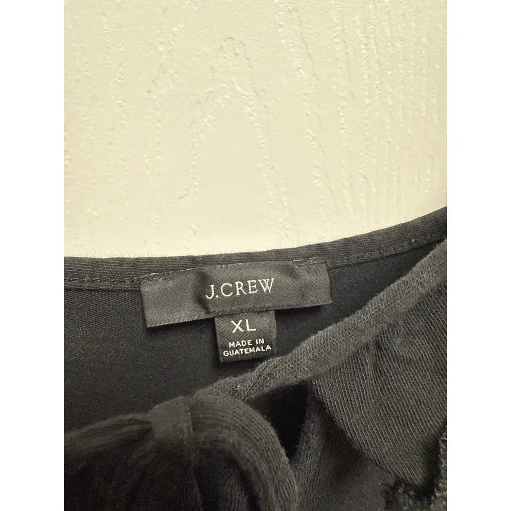 J. Crew Classic Minimalist Black Cotton Ruffle Tiered Mid Dress Size XL